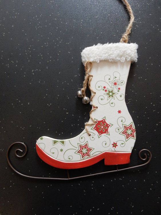 20 Sets Holz Schlittschuh Anhänger Zum Selbstgestalten - Weihnachtsdekoration Zum Bemalen