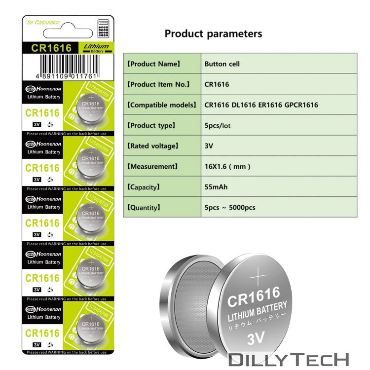 Caricatori & Batterie: Koonenda CR1616 Knopfzellenbatterie - 10 Stk. – Nuovo e nell'imballaggio originale da Erlenbach ZH venduto da dillytech.ch 2