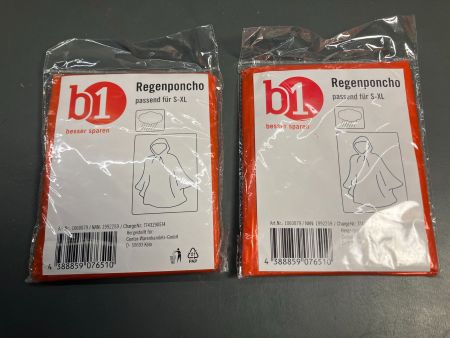 2 St. Regenponcho Orange Unigrösse S-XL NEU ab 1.-