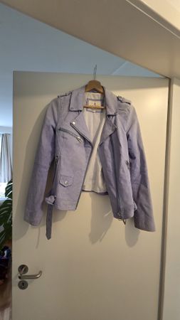 Leather Biker Jacket - baby blue