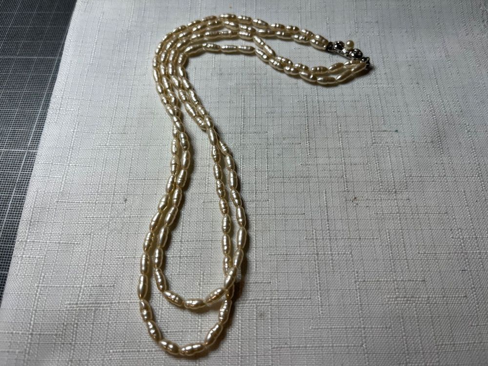 Natürlich Weisse Akoya Perlen Kette Collier Aurora Farben (Neu (gemäss