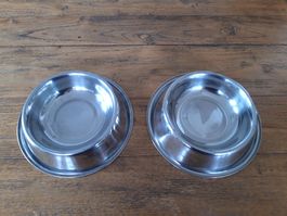 Futternapf Fressnapf Hunde Geschirr 2 Stück silber