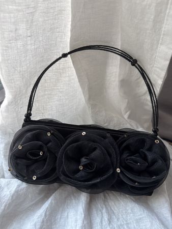 Abend Handtasche schwarz mit vielen Rosen