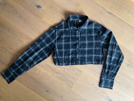 H&M Crop Bluse, Gr. XS, schwarz/weiss kariert