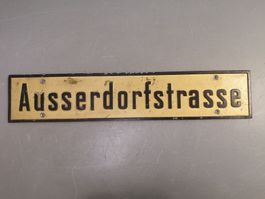 Strassenschild "Ausserdorfstrasse" Gusseisen Strassentafel