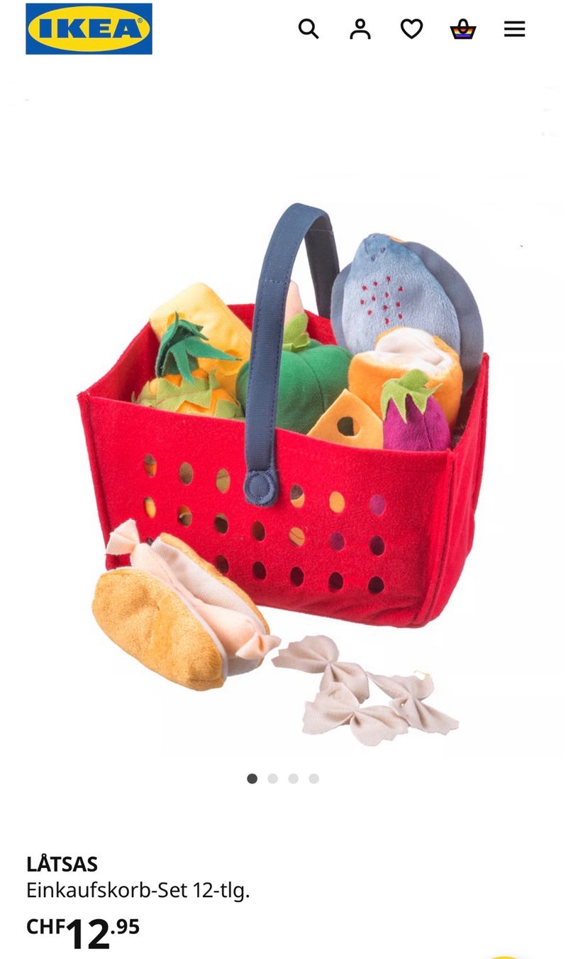 Ikea Giocattoli: IKEA LÄTSAS - Spielzeug Einkaufskorb-Set aus Stoff – Nuovo (secondo la descrizione) da Schönenwerd venduto da d.chiara 5