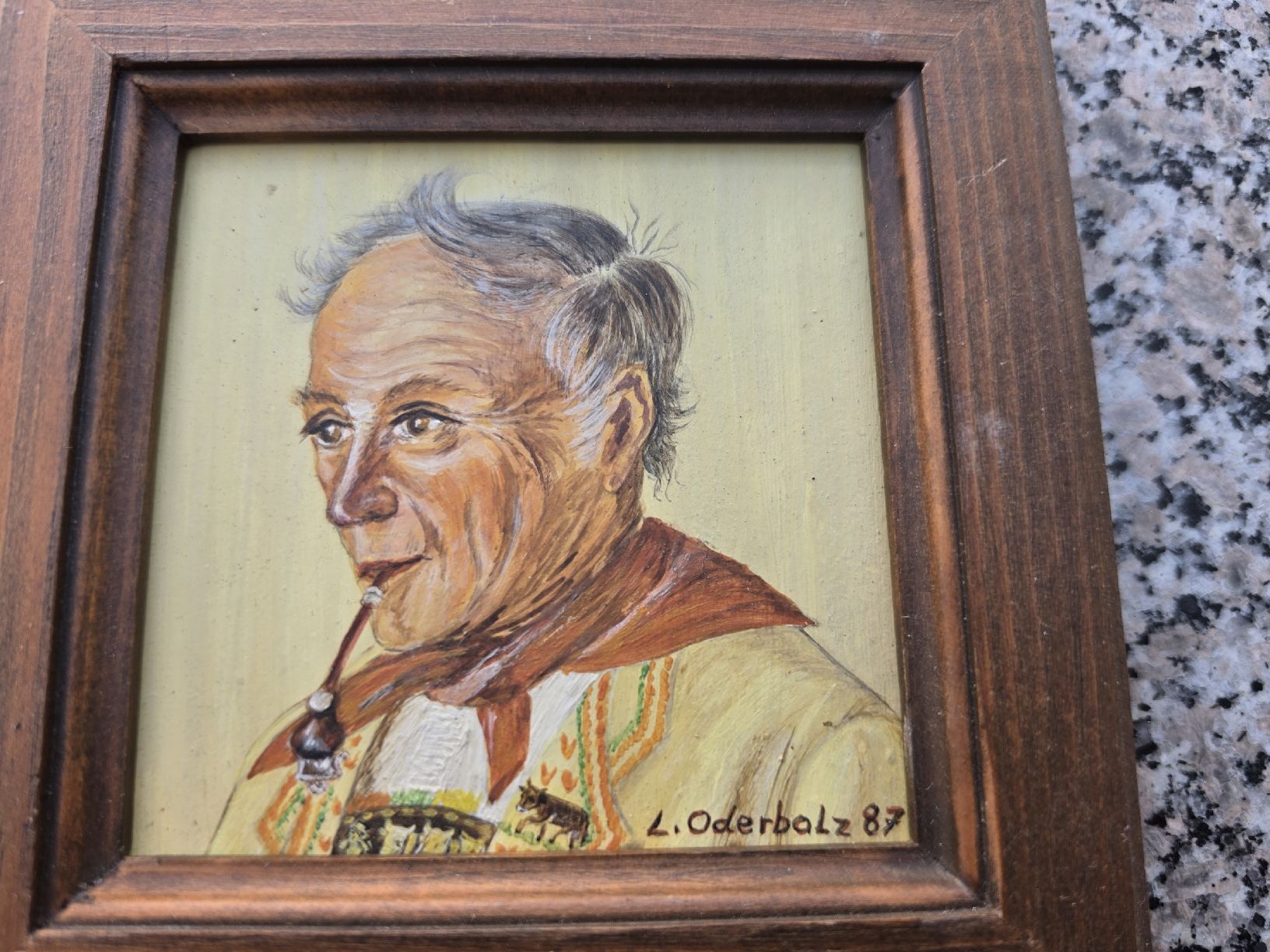 Tableaux: Gemälde Porträt Mann Pfeife L. Oderbolz 87  – D'occasion à Mettlen par elios0888 1