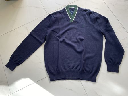 McGregor Gr. XXL, dunkelblau, Schalkragen grün/weiss/blau