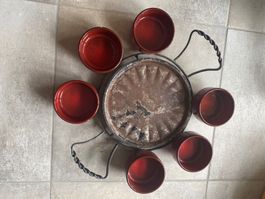 Rustikales Fondue-Set mit 6 Schälchen