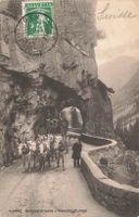 Grimselstrasse BE Pferdegespann beim Handegg Tunnel Sorgfalt