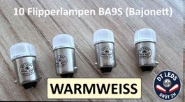 10x BA9S (BAJONETT) LED Lampen Warmweiss 6.3V – 2 LEDs