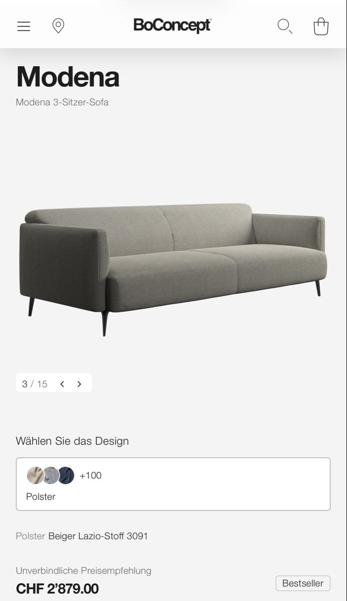 Sofas: 2 x BoConcept Modena three-seater sofas – Neuf (Voir description) à Zürich par original_secondhand 2