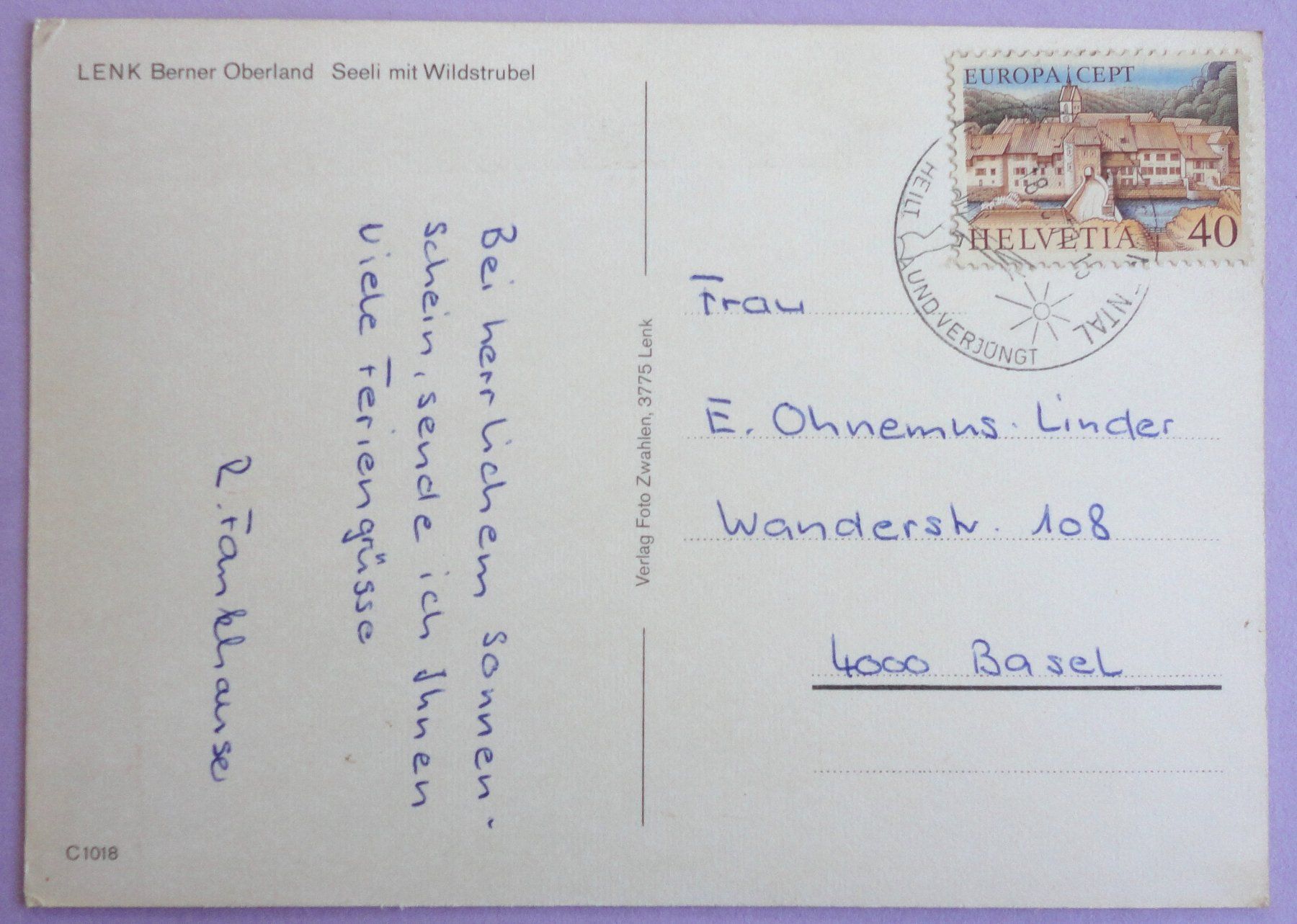 Cartoline postali: Lenk, B.O., Seeli mit Wildstrubel – Usato da Fétigny venduto da Billy2miny 1