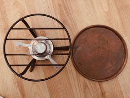 Rechaud antik Kupfer mit Caquelon Spiritusbrenner