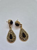 Glambou Vintage Statement Ohrringe Gold Schwarz Strass
