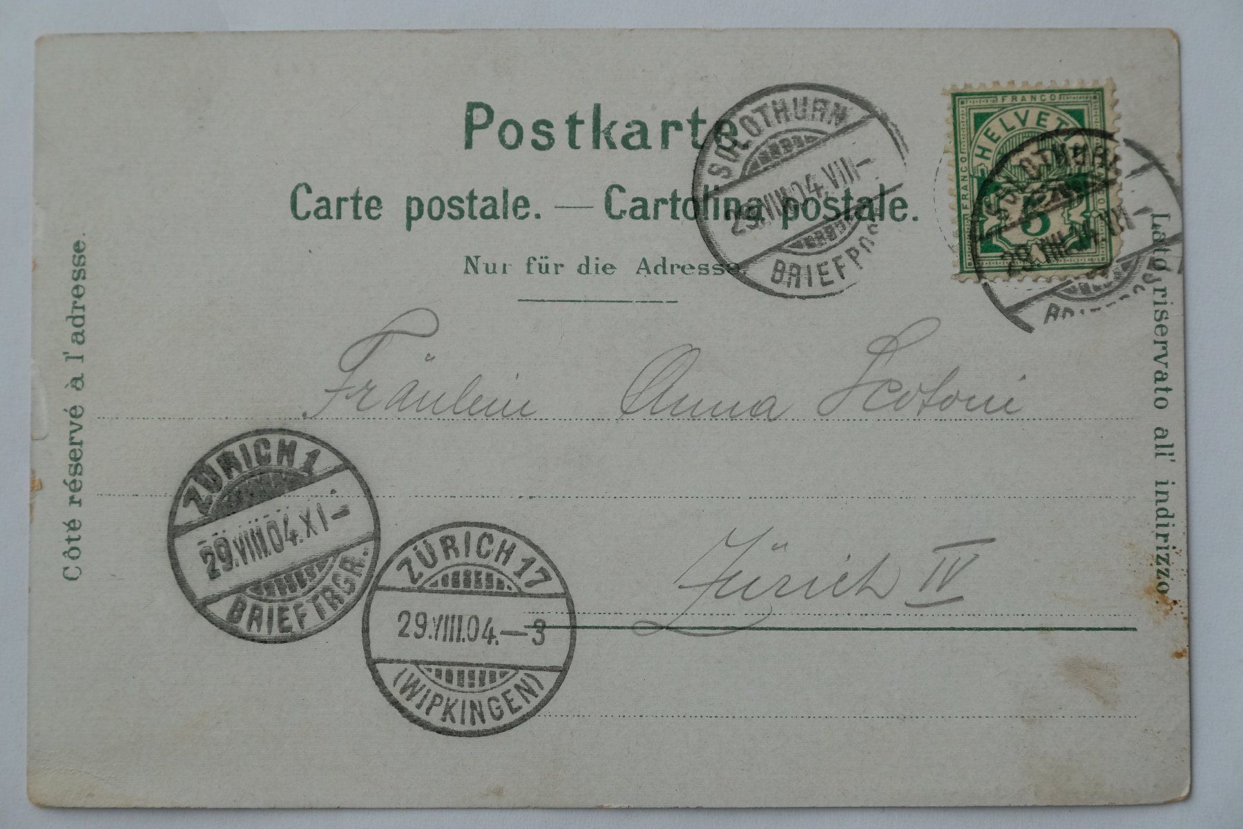 Cartoline postali: Ansichtskarte (Litho) Solothurn 1904 – Usato da Ehrendingen venduto da nicoro50 1