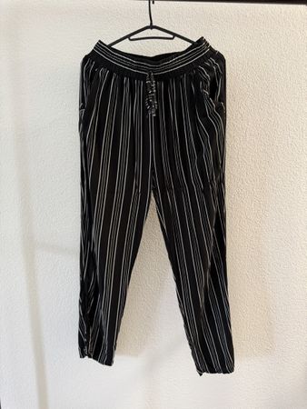 Pants striped black white cotton 