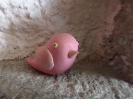 Vogel, mini, pink, Keramik od. Polymerlehm, Sammelfigur