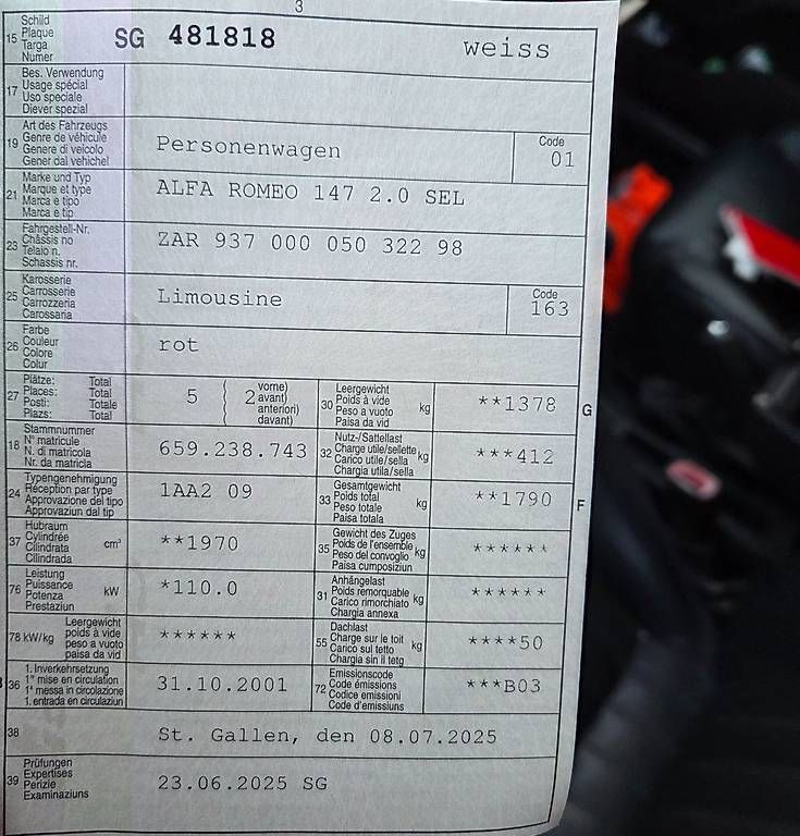 Autos: Alfa romeo 147 zum ausschlachten oder export – Gebraucht aus Sargans von Italio 1