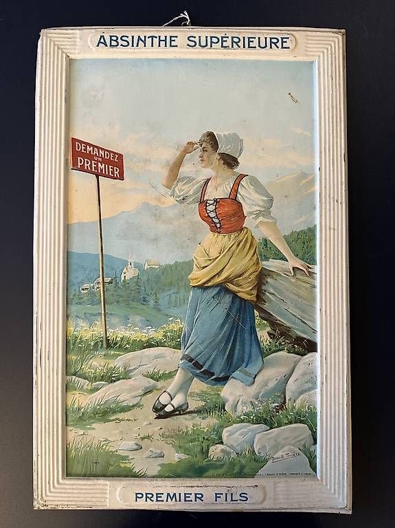 Insegne: Premier Fils antikes Blechschild um 1920 – Usato da Nidau venduto da Nintschgu