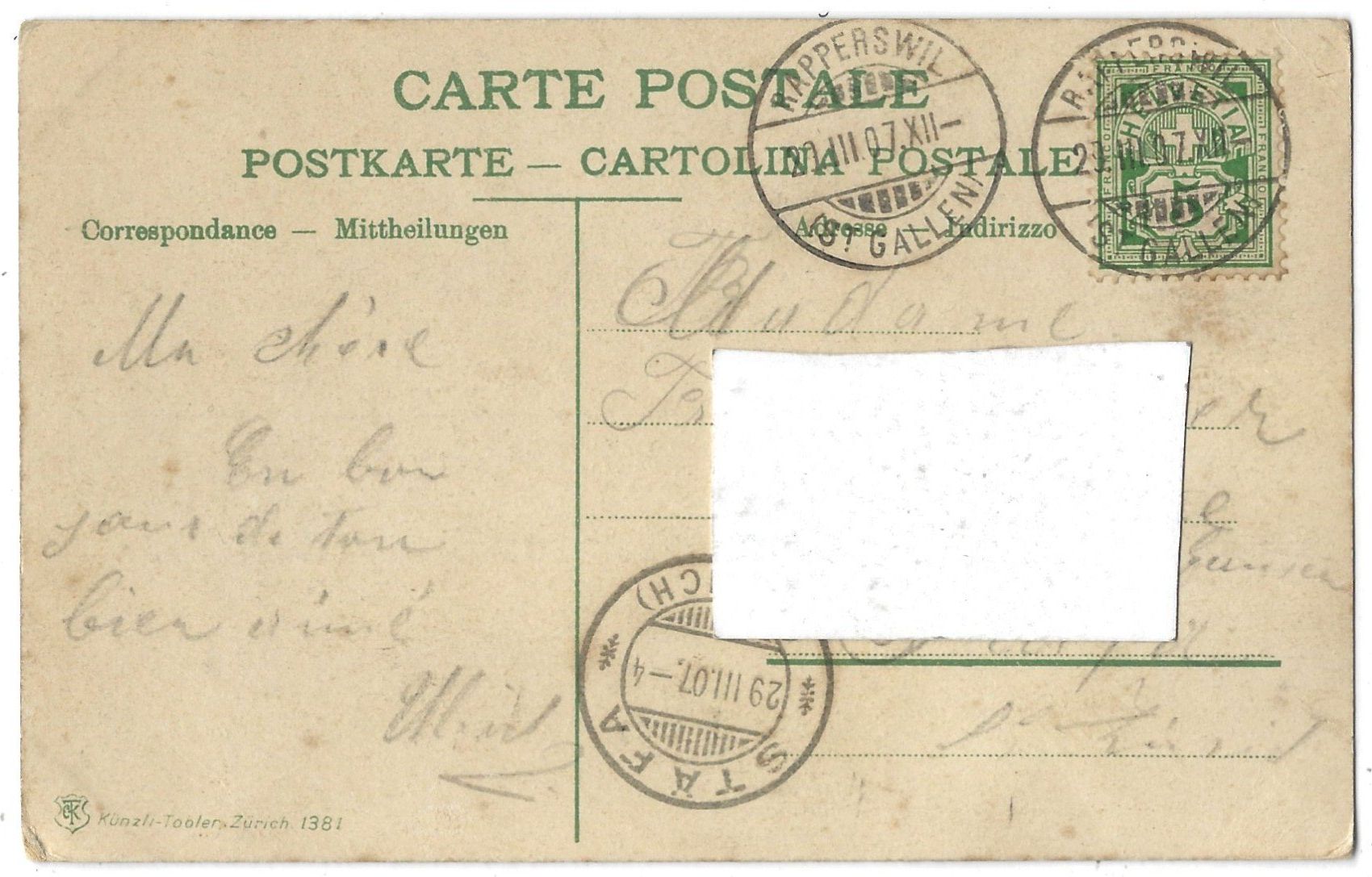Cartoline postali: Rapperswil. – Usato da Bütschwil venduto da Jackson1A 1