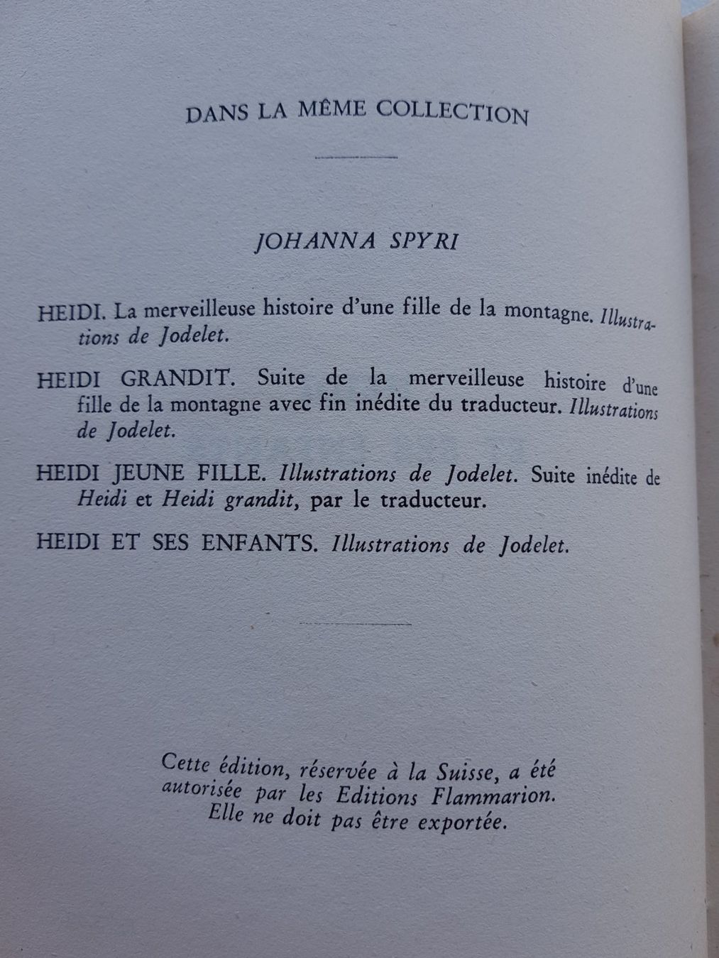 Bücher: Heidi et ses Enfants 1939 – Gebraucht aus Lausanne von LasloH 2