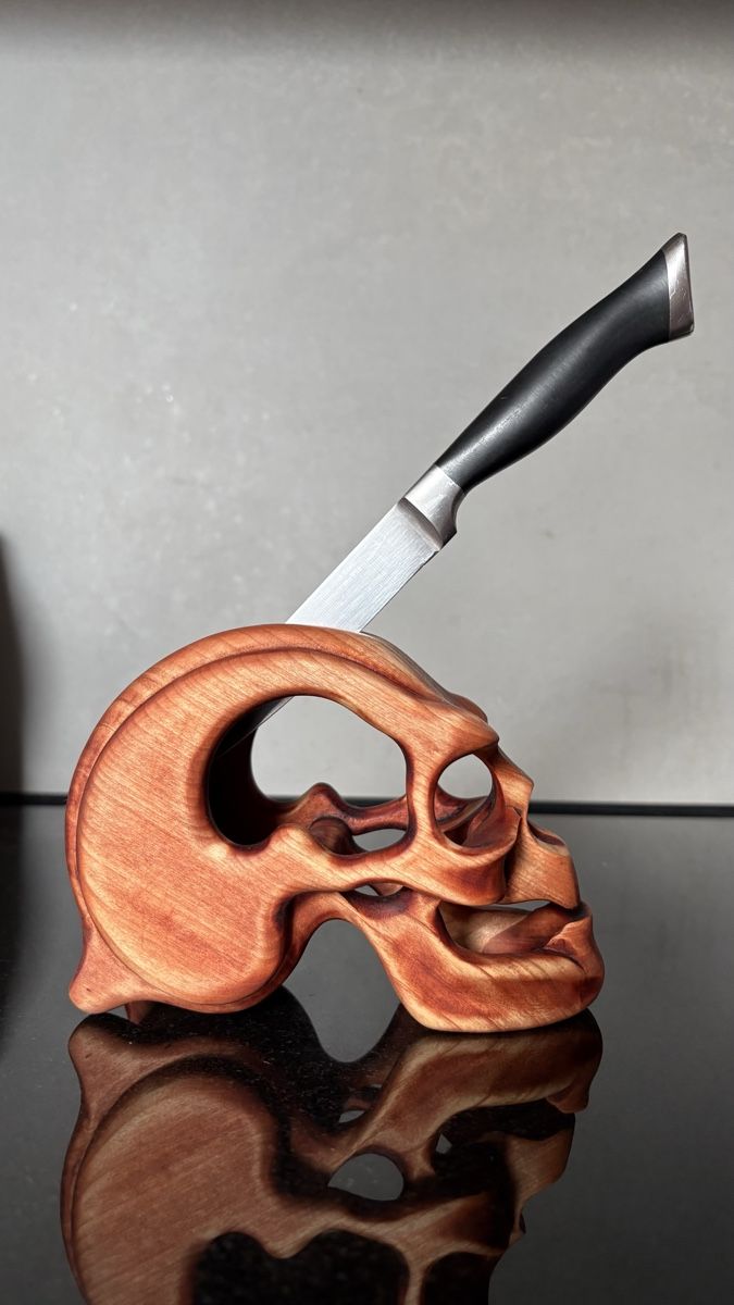 Messer: Holzschädel Messerhalter handgefertigt  – Neu und originalverpackt aus Kirchberg BE von joh_gs2c 3