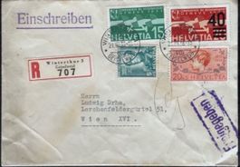 Briefumschlag Einschreiben mit Briefmarken und Stempel