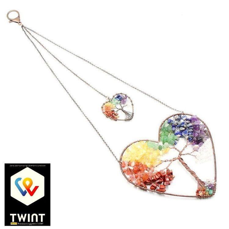 Cheungshing Windspiel Mit 7 Chakra-Baum Des Lebens - Achat-Scheiben Für Innen & Außen, Ca. 70 Cm Lang