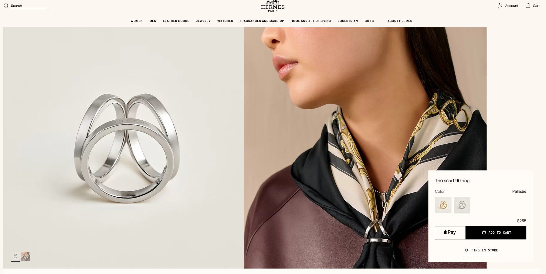 Hermès Foulards, Tücher & Schals: Hermes Scarf Trio 90 Ring Silver – Gebraucht aus Kilchberg ZH von selinaonadn 2