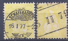 HELVETIA ASSISE, lot de 2 timbres + cote de 120,00