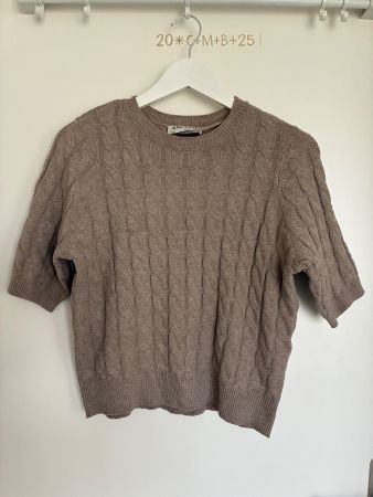 Zopfstrick Pullover beige XS