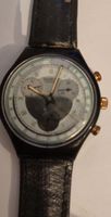 Swatch Chronograph Herren Uhr Schwarz Lederarmband