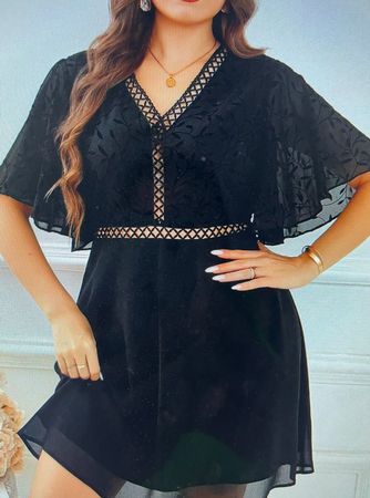 Abito Copricostume nero con pizzo taglie forti 3XL Nuovo