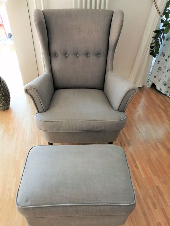 IKEA STRANDMON Ohrensessel grau + Hocker Kaufen auf Ricardo