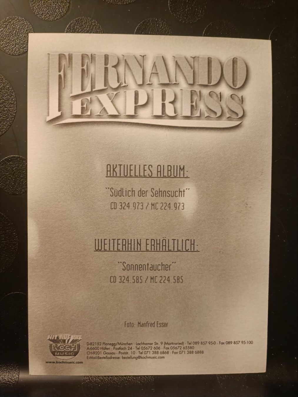 Autogramme: Fernando Express - Autogrammkarte- handsigniert – Gebraucht aus Menziken von Artographs 1