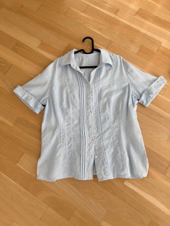 Damen Leinenbluse 42 Tendenza finest hellblau kurzarm
