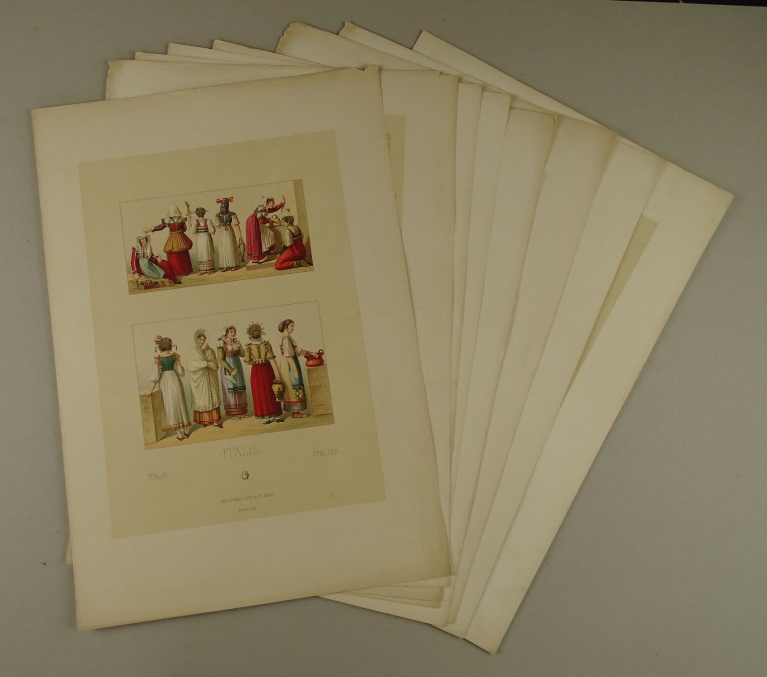 Grafiken & Lithographien: ITALIEN, 8 CHROMOLITHOGRAPHIEN UM 1890 – Gebraucht aus Grüningen von Kartensammler