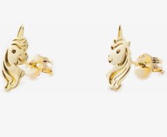 Einhorn Kinder Mädchen Ohrringe Gelbgold 9K