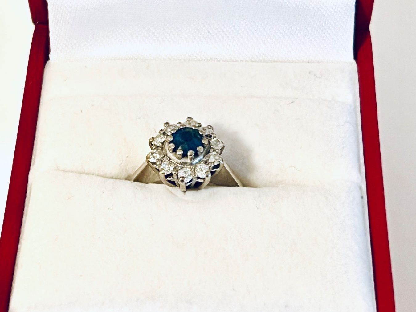 Anelli: Vintage Sapphire & Diamond Platinum Ring – Usato da Rüschlikon venduto da topswissvintage 3