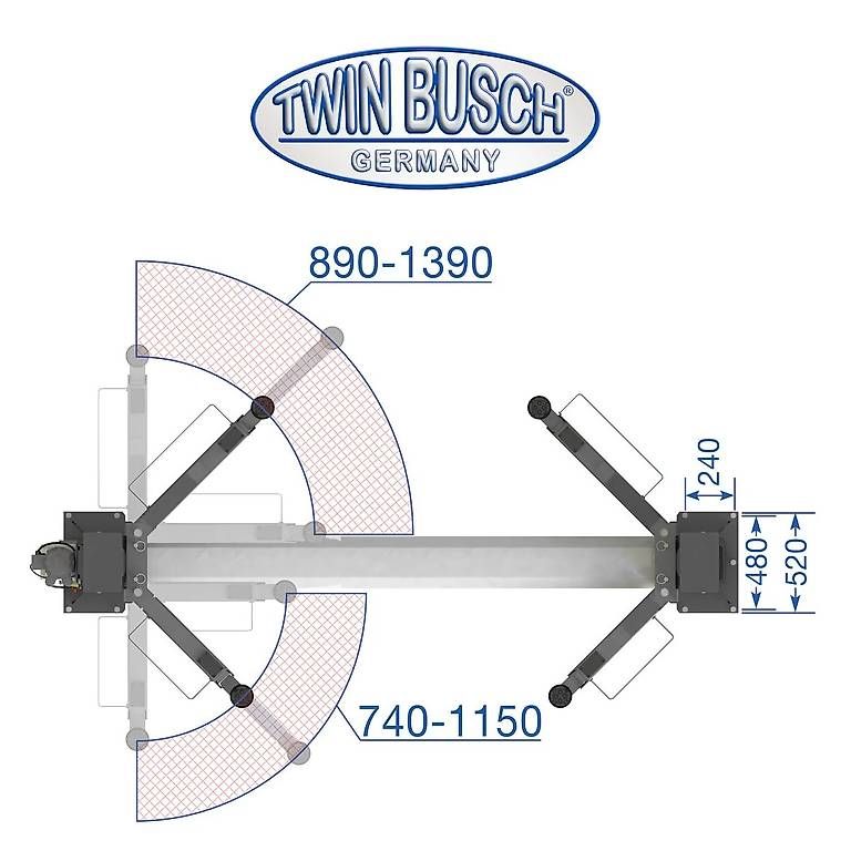 Twin Busch Piattaforme elevatrici & Crick: 2 Säulen Hebebühne 4.2 t - BASIC autom. Entriegelung - Grau – Nuovo e nell'imballaggio originale da Rüthi (Rheintal) venduto da Toptool 3