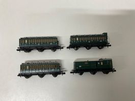 Fleischmann piccolo, 4 Personenwagen, alle Bespielt ohne V.