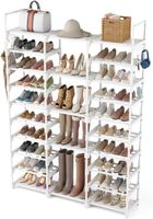 Schuhregal Metall 10 Ebenen 60 Paare mit Haken platzsparend
