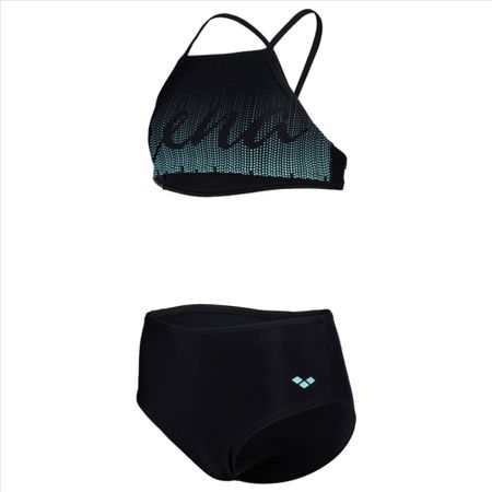 Arena G Arena Graphic Swimsuit Bikini Crop Top - schwarz ...