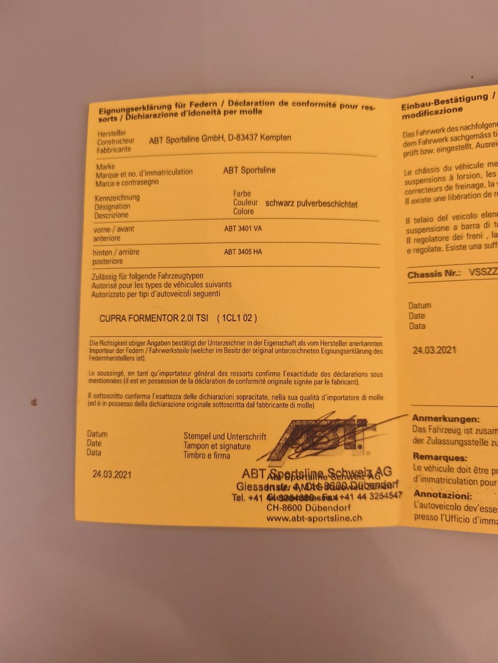 Welt der Tiere: Fahrwerksfedern Kit von ABT – Gebraucht aus Wil AG von Jessica-Melina 1