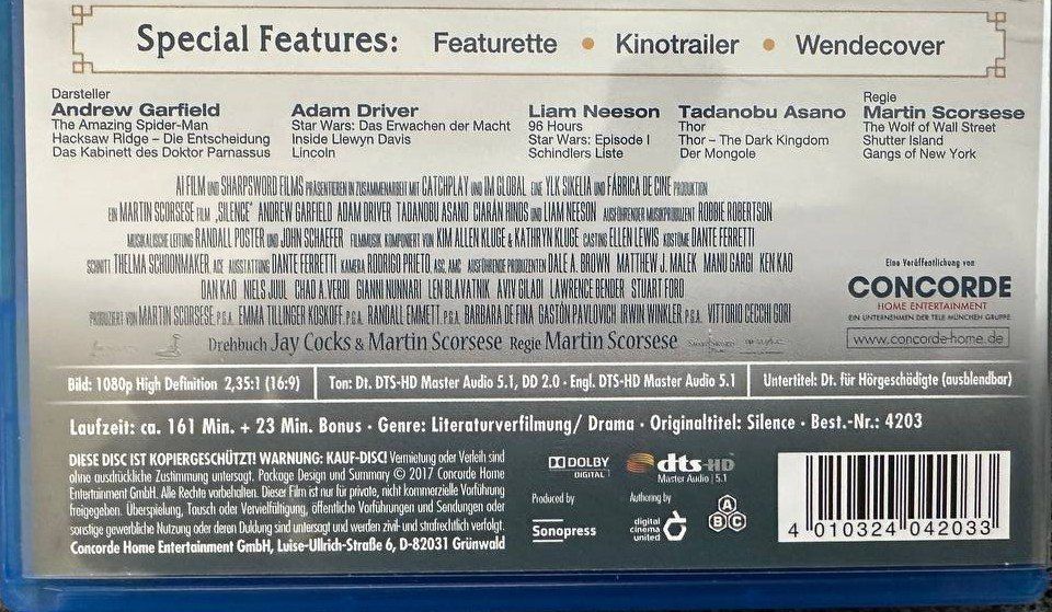 Tutti i DVDs: Silence - Blu-ray - Top Zustand! – Usato da Beringen venduto da Mantafisch1 2