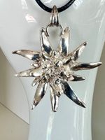 Antik Edelweiss Anhänger Silber 800 massiv 4,5 cm Unikat &LB