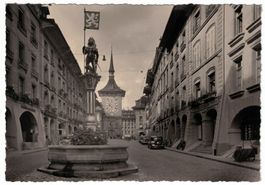 Bern, Kramgasse, Zähringerbrunnen, Oldtimer um 1935