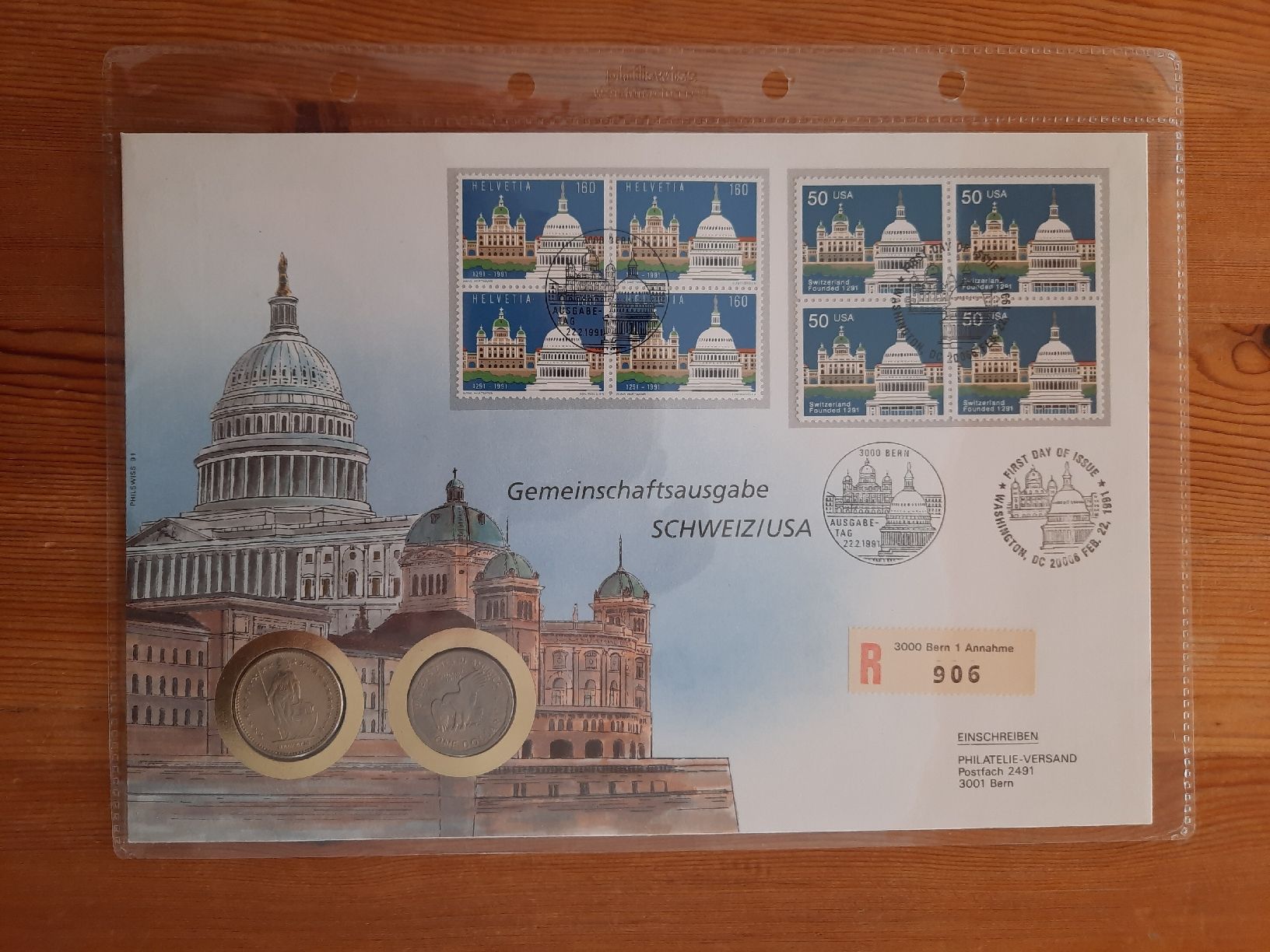 Tutti le monete: Numisgrossbrief, Schweiz/USA, 1991 – Usato da Marly venduto da neu-adlerauge65