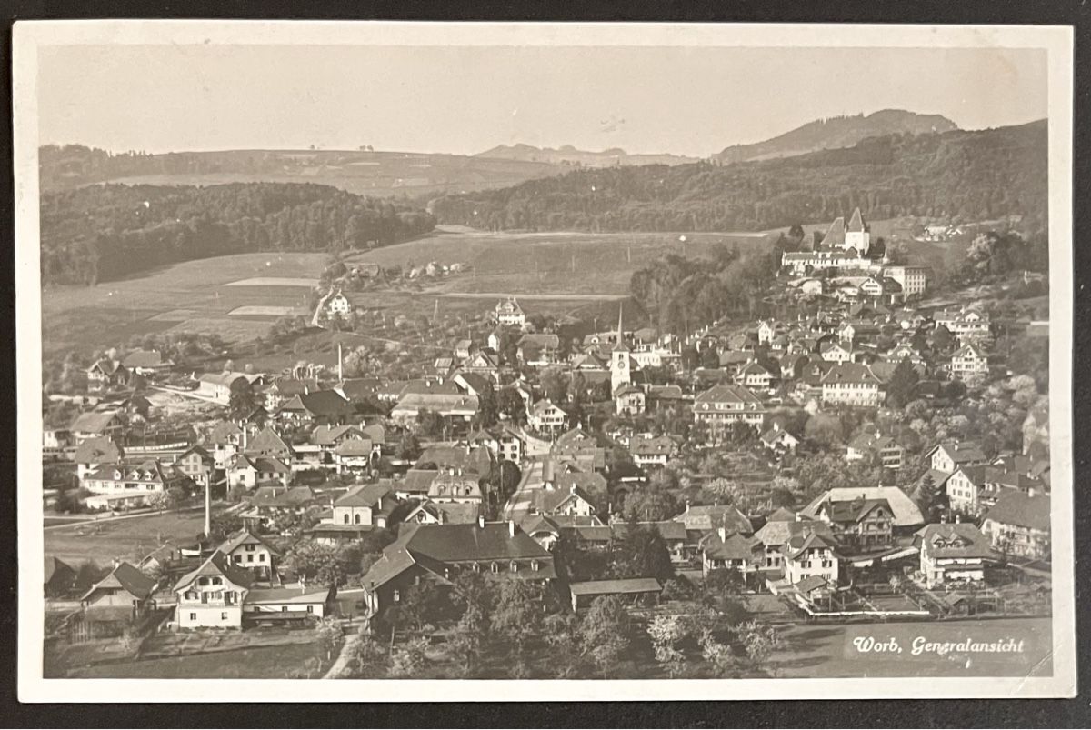 Cartoline postali: Foto-AK: Worb. Generalansicht, BE, 1920 – Usato da Bern venduto da felberunderground